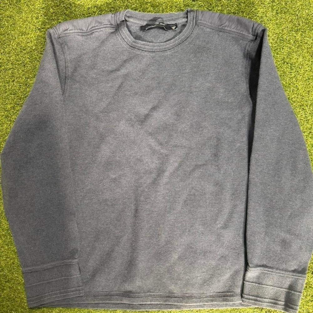 Calvin Klein Jeans long sleeve waffle knit top in a dark gray tone.